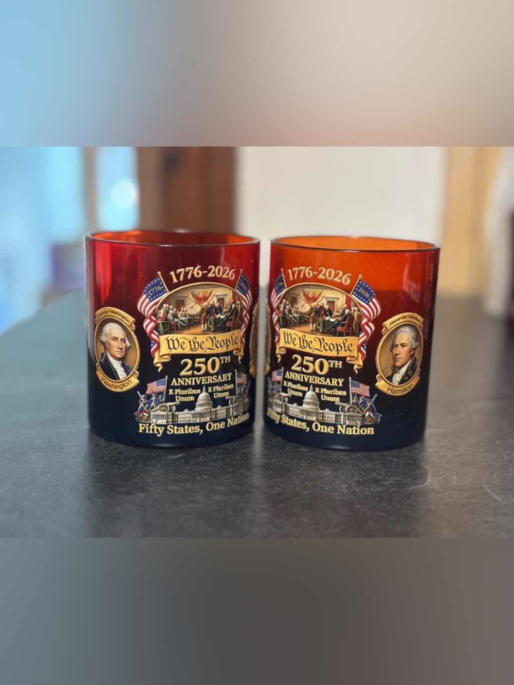 We the People 250th Anniversary Red Commemorative Glasses